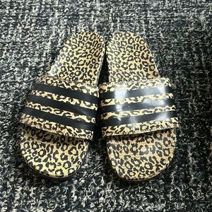 Rubber Cheetah Print Adidas Slides Size 8